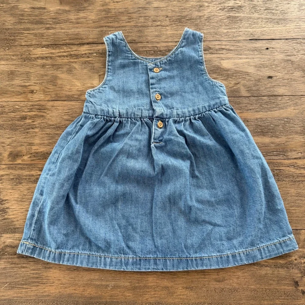 Little Planet by Carters Organic Cotton Denim Jumper Dress 12M Blue Fall Western